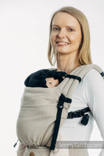 Load image into Gallery viewer, Huva för bärsele - LITTLE HERRINGBONE BLACK EBONY