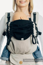 Load image into Gallery viewer, Huva för bärsele - LITTLE HERRINGBONE BLACK EBONY