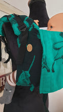 Load image into Gallery viewer, Lenny Buckle Onbuhimo Carrier - ENCHANTED BEASTS - EMERALD (REVERSE VERSION) - 100% cotton