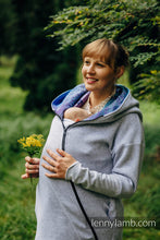 Load image into Gallery viewer, Asymmetrical Hoodie - Gray Melange with Peacock's Tail - Fantasy