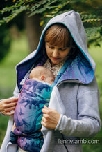 Load image into Gallery viewer, Asymmetrical Hoodie - Gray Melange with Peacock's Tail - Fantasy