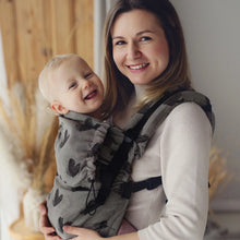 Laden Sie das Bild in den Galerie-Viewer, Little Frog Ergonomic Baby Carrier Prime Cosy Love – Brown Hearts - 100% Baumwolle