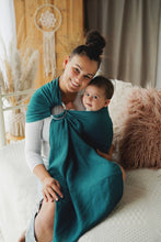 Load image into Gallery viewer, Little Frog Ring Sling - Pure Linen Deep Aqua - 100% linen