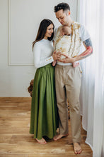 Load image into Gallery viewer, Lenny Lamb Woven Baby Wrap - HERBARIUM - AMBRA - 68% cotton, 27% merino wool, 5% cashmere