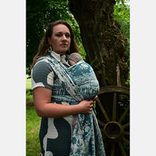 Ladda upp bild till gallerivisning, Yaro vävd sjal - Flowersnake Duo Black Blue Wool - 40% bomull 30%, merinoull, 30% tencel