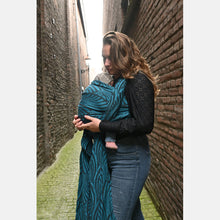 Load image into Gallery viewer, Yaro Woven wrap - Dandy Petrol Mocca Wool Blend - 60% Cotton, 30% Merino Wool, 5% Silk, 5% Cashmere