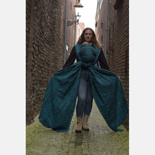 Load image into Gallery viewer, Yaro Woven wrap - Dandy Petrol Mocca Wool Blend - 60% Cotton, 30% Merino Wool, 5% Silk, 5% Cashmere