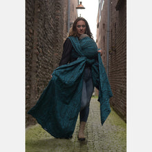 Load image into Gallery viewer, Yaro Woven wrap - Dandy Petrol Mocca Wool Blend - 60% Cotton, 30% Merino Wool, 5% Silk, 5% Cashmere