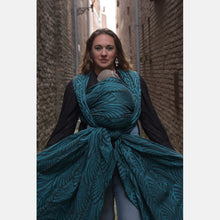 Load image into Gallery viewer, Yaro Woven wrap - Dandy Petrol Mocca Wool Blend - 60% Cotton, 30% Merino Wool, 5% Silk, 5% Cashmere