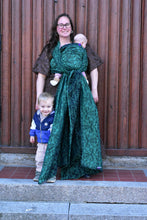 Load image into Gallery viewer, Yaro woven wrap - Elvish Duo Black Blue-Green Wool Tencel - 50% cotton, 30% merino wool, 20% tencel