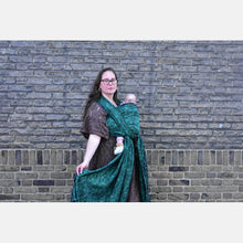 Load image into Gallery viewer, Yaro woven wrap - Elvish Duo Black Blue-Green Wool Tencel - 50% cotton, 30% merino wool, 20% tencel