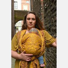 Laden Sie das Bild in den Galerie-Viewer, Yaro vävd sjal - Elvish Duo Yellow Purple Tencel Seacell - 55% bomull, 30% tencel, 15% seacell - Utförsäljning!
