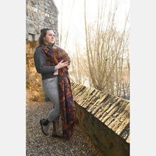 Load image into Gallery viewer, Yaro vävd sjal - La Peonia Trinity Blue Caramel Wool Tencel - 50% bomull, 30% merinoull, 20% tencel - Utförsäljning!