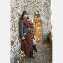 Load image into Gallery viewer, Yaro vävd sjal - La Peonia Trinity Blue Caramel Wool Tencel - 50% bomull, 30% merinoull, 20% tencel - Utförsäljning!