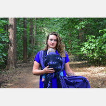 Load image into Gallery viewer, Yaro woven shawl - Luna Duo Black Grey Dark-Blue Glam - 99% cotton, 1% polyester