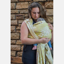 Load image into Gallery viewer, Yaro woven wrap - Oasis Duo Yellow Brown Bamboo Tencel - 40% cotton, 30% bamboo, 30% tencel