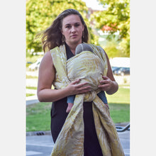 Load image into Gallery viewer, Yaro woven wrap - Oasis Duo Yellow Brown Bamboo Tencel - 40% cotton, 30% bamboo, 30% tencel