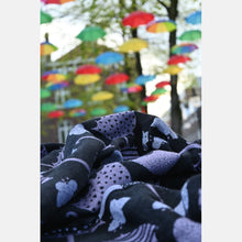 Load image into Gallery viewer, Yaro ring sling - Rainfall Duo Black Lavender White Seacell Ring Sling - 90% cotton, 10% seacell