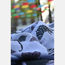 Load image into Gallery viewer, Yaro ring sling - Rainfall Duo Black Lavender White Seacell Ring Sling - 90% cotton, 10% seacell