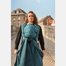 Load image into Gallery viewer, Yaro Ring Sling - Rococo Petrol Bordeaux Wool Ring Ring Sling - 60% Cotton, 40% Merino Wool