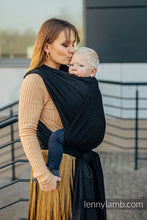 Load image into Gallery viewer, Lenny Lamb Woven Baby Wrap - PEACOCK'S TAIL - PITCH BLACK - 59% cotton, 41% merino wool