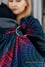 Load image into Gallery viewer, Ring Sling - PEACOCK'S TAIL - BLACK OPAL - 60% cotton, 28% merino wool, 8% silk, 4% cashmere