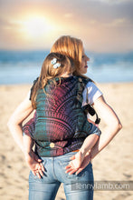 Load image into Gallery viewer, LennyPreschool Carrier - PEACOCK'S TAIL - BLACK OPAL - 60% Cotton, 28% Merino Wool, 8% Silk, 4% Cashmere