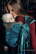 Load image into Gallery viewer, Long Woven Baby Wrap/Vävd sjal - WEAVING CHALLENGE - ROOTS AND WINGS - 100% bomull - Begagnad