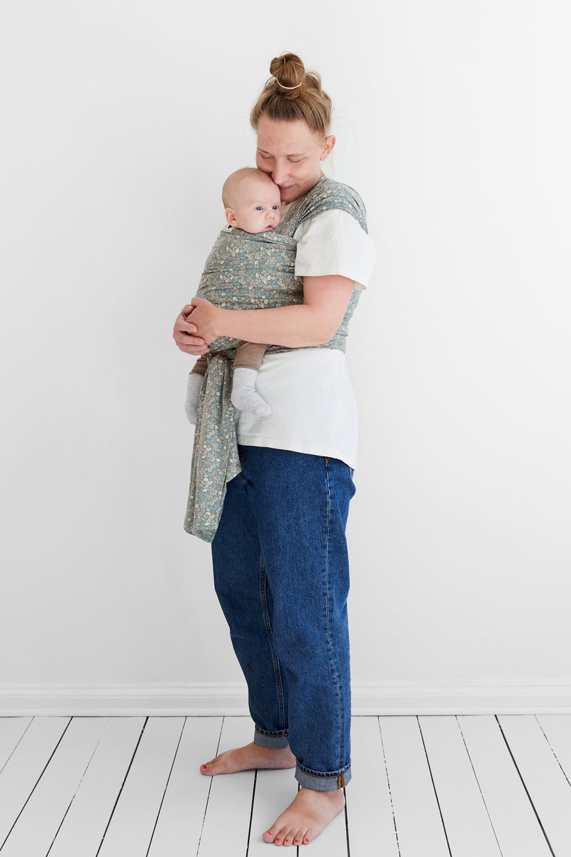 Babywearing Coracor Baby Wraps Coracor Tinyflower Green Stretchy Wrap
