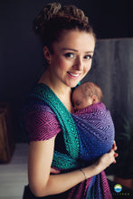 Laden Sie das Bild in den Galerie-Viewer, Little Frog Baby Wrap - Dark Aurora Cube - 100% kammad bomull