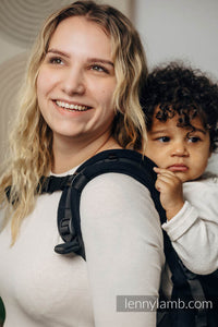 LennyPreschool Carrier - BASIC LINE LITTLE HERRINGBONE BLACK EBONY - 100% cotton