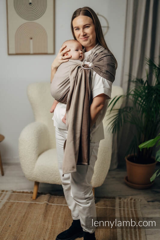 Lenny Lamb Ringsjal - LITTLE HERRINGBONE BABY CAFFE LATTE - 100% bomull