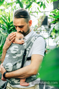 LennyLight Babytrage - BIRDY - WHITE NOISE - 68% Baumwolle, 16% Leinen, 16% Modal