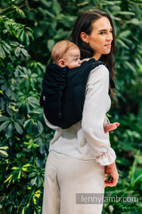 Onbuhimo PRO Carrier - PEACOCK'S TAIL - PITCH BLACK- 51% Baumwolle, 49% Merinowolle
