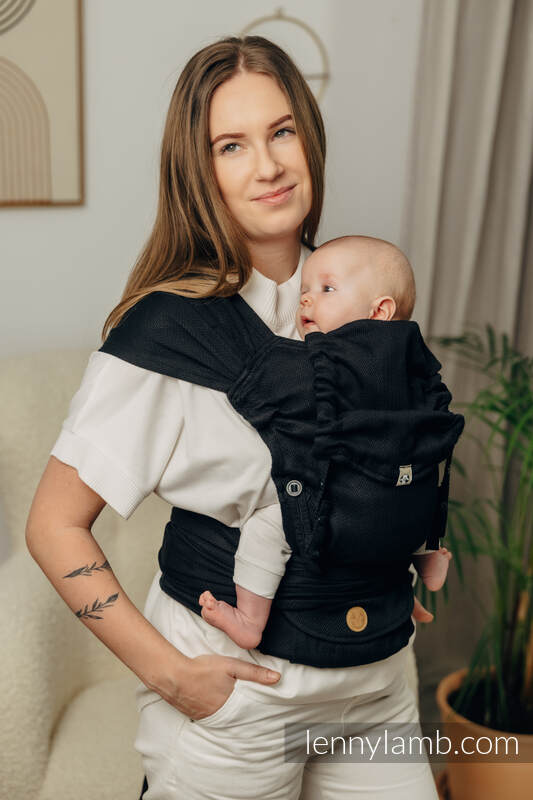 LennyHybrid Half Buckle Carrier - BASIC LINE LITTLE HERRINGBONE BLACK EBONY - 100% bomull - Standard