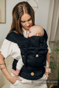 LennyHybrid Half Buckle Carrier - BASIC LINE LITTLE HERRINGBONE BLACK EBONY - 100% bomull - Standard