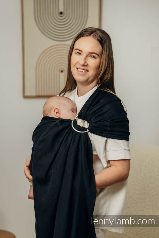 Ring sling - LITTLE HERRINGBONE BLACK EBONY - 100% cotton