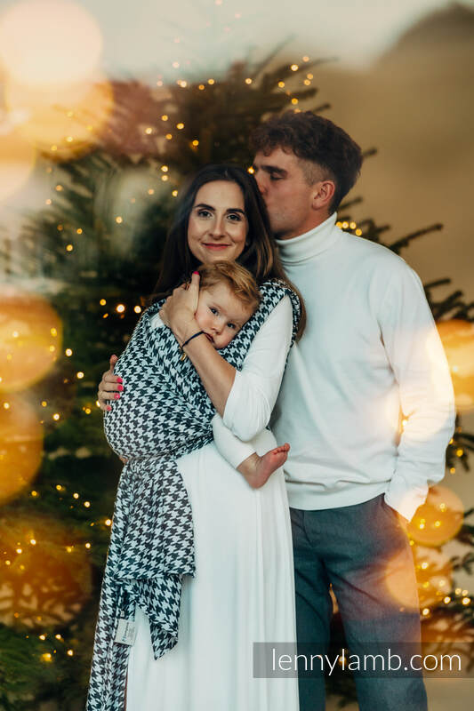 Lenny Lamb Woven Baby Wrap - PATA DE GALLO - PIXELS - 44% cotton, 32% silk, 24% bamboo viscose 