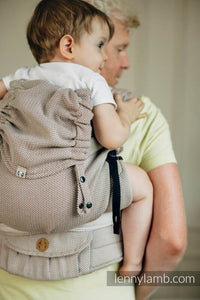 LennyHybrid Half Buckle Carrier - LITTLE HERRINGBONE ALMOND - 100% cotton - Preschool