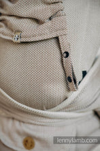 Load image into Gallery viewer, LennyHybrid Half Buckle Carrier - LITTLE HERRINGBONE ALMOND - 100% Cotton - Standard
