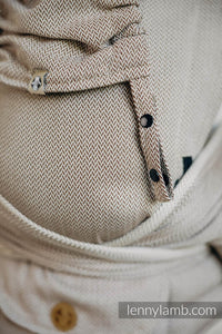 LennyHybrid Half Buckle Carrier - LITTLE HERRINGBONE ALMOND - 100% Cotton - Standard