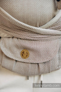 LennyHybrid Half Buckle Carrier - LITTLE HERRINGBONE ALMOND - 100% Cotton - Standard