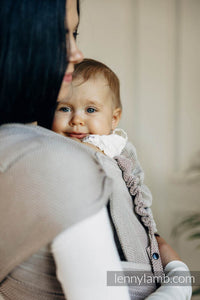 LennyHybrid Half Buckle Carrier - LITTLE HERRINGBONE ALMOND - 100% Cotton - Standard