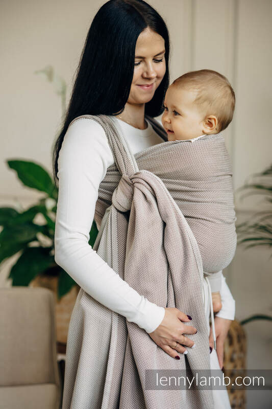 Lenny Lamb Woven Baby Wrap/Vävd sjal - LITTLE HERRINGBONE ALMOND - 100% bomull