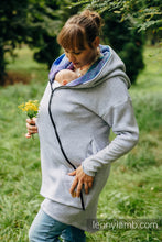 Laden Sie das Bild in den Galerie-Viewer, Asymmetrical Hoodie - Grey Melange with Peacock&#39;s Tail - Fantasy
