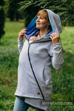 Laden Sie das Bild in den Galerie-Viewer, Asymmetrical Hoodie - Grey Melange with Peacock&#39;s Tail - Fantasy
