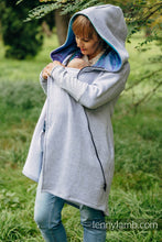 Laden Sie das Bild in den Galerie-Viewer, Asymmetrical Hoodie - Grey Melange with Peacock&#39;s Tail - Fantasy
