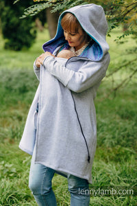 Asymmetrical Hoodie - Grey Melange with Peacock's Tail - Fantasy