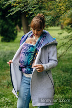 Laden Sie das Bild in den Galerie-Viewer, Asymmetrical Hoodie - Grey Melange with Peacock&#39;s Tail - Fantasy
