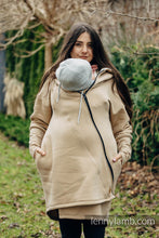 Laden Sie das Bild in den Galerie-Viewer, Asymmetrical Hoodie - Beige with Jurassic Park - Ice Desert
